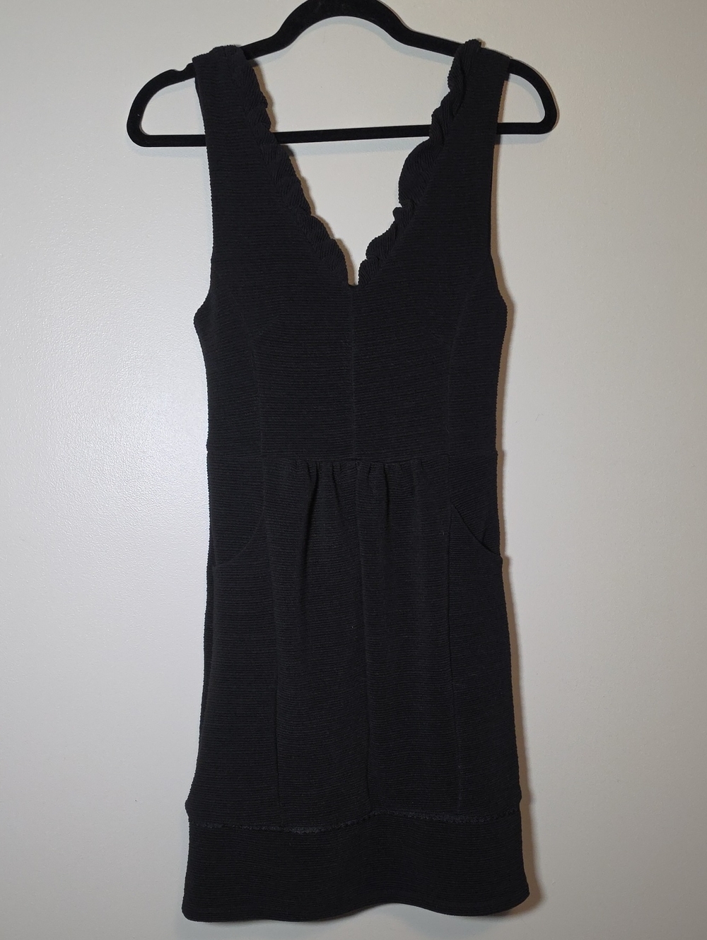 Maeve Black Scalloped V-Neck Dress